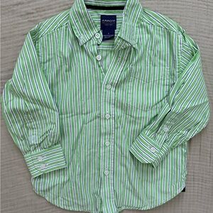 Arrow Kids Button-Down Shirt in Green and White Stripes
